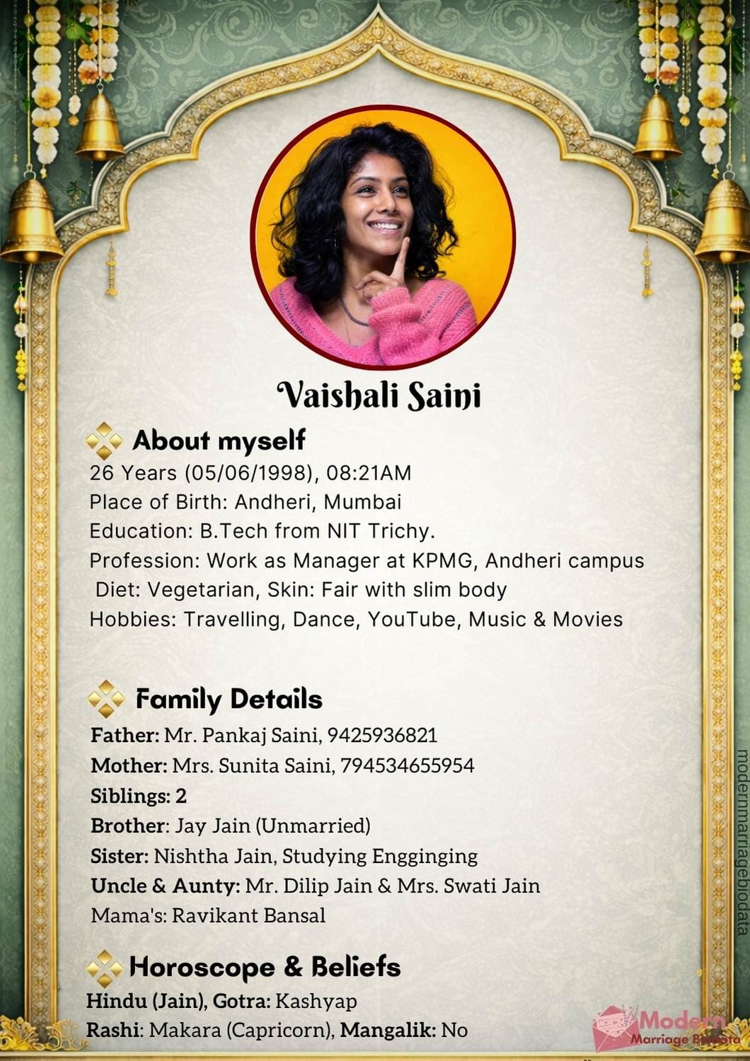 Modern Clean Marriage Biodata