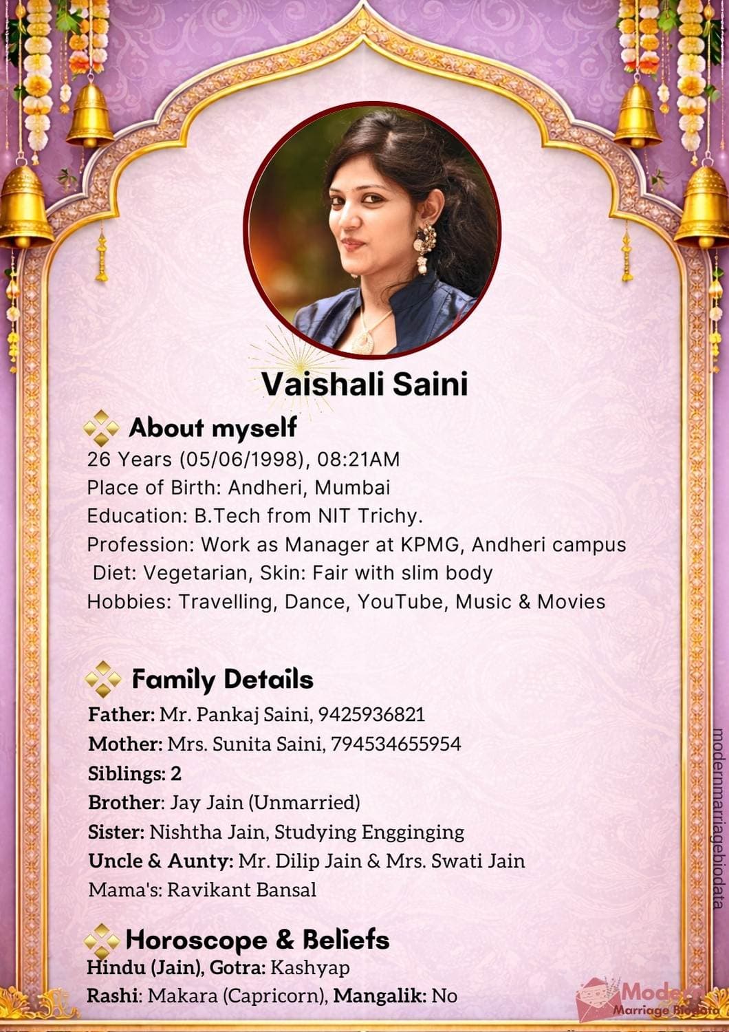 English Marriage Biodata - Minimalist Modern Design