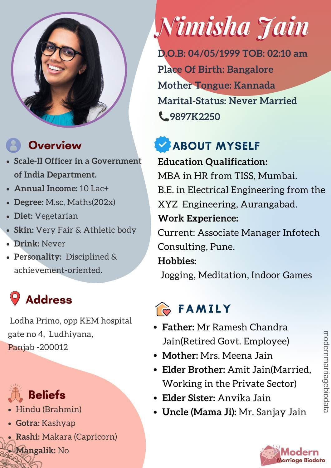 Royal Hindu Marriage Biodata