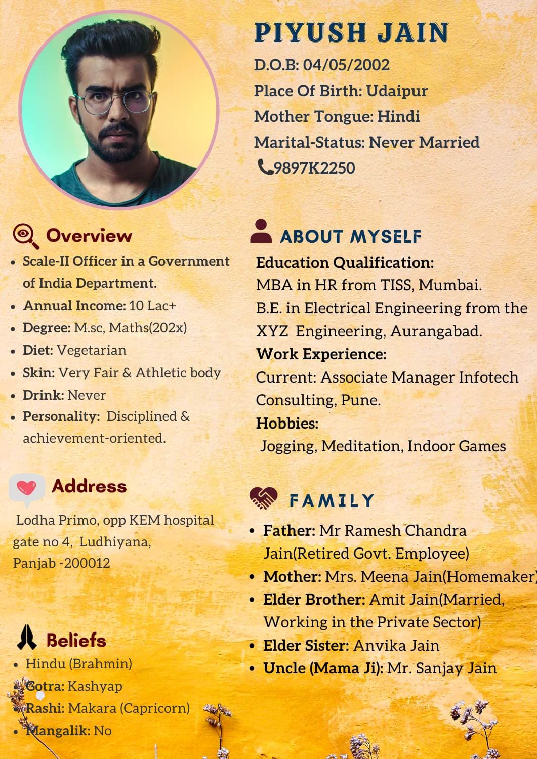 Luxury Gold Matrimonial Bio