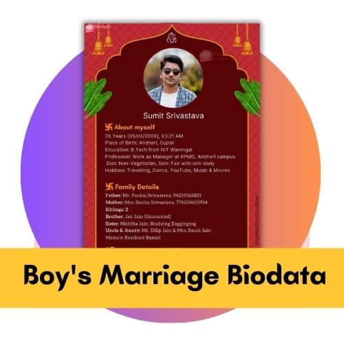 Boy Marriage Biodata