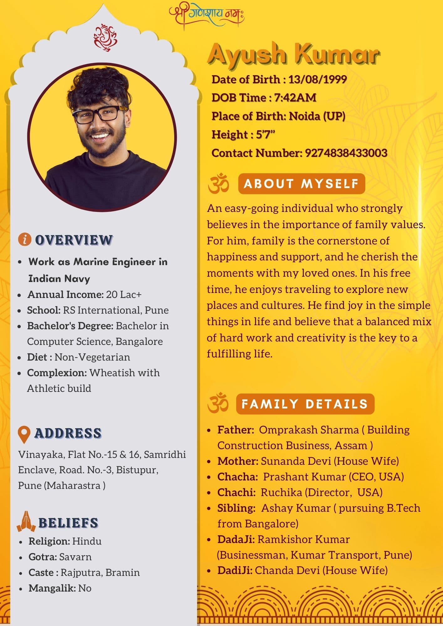 Elegant Hindu Marriage Biodata Template 252