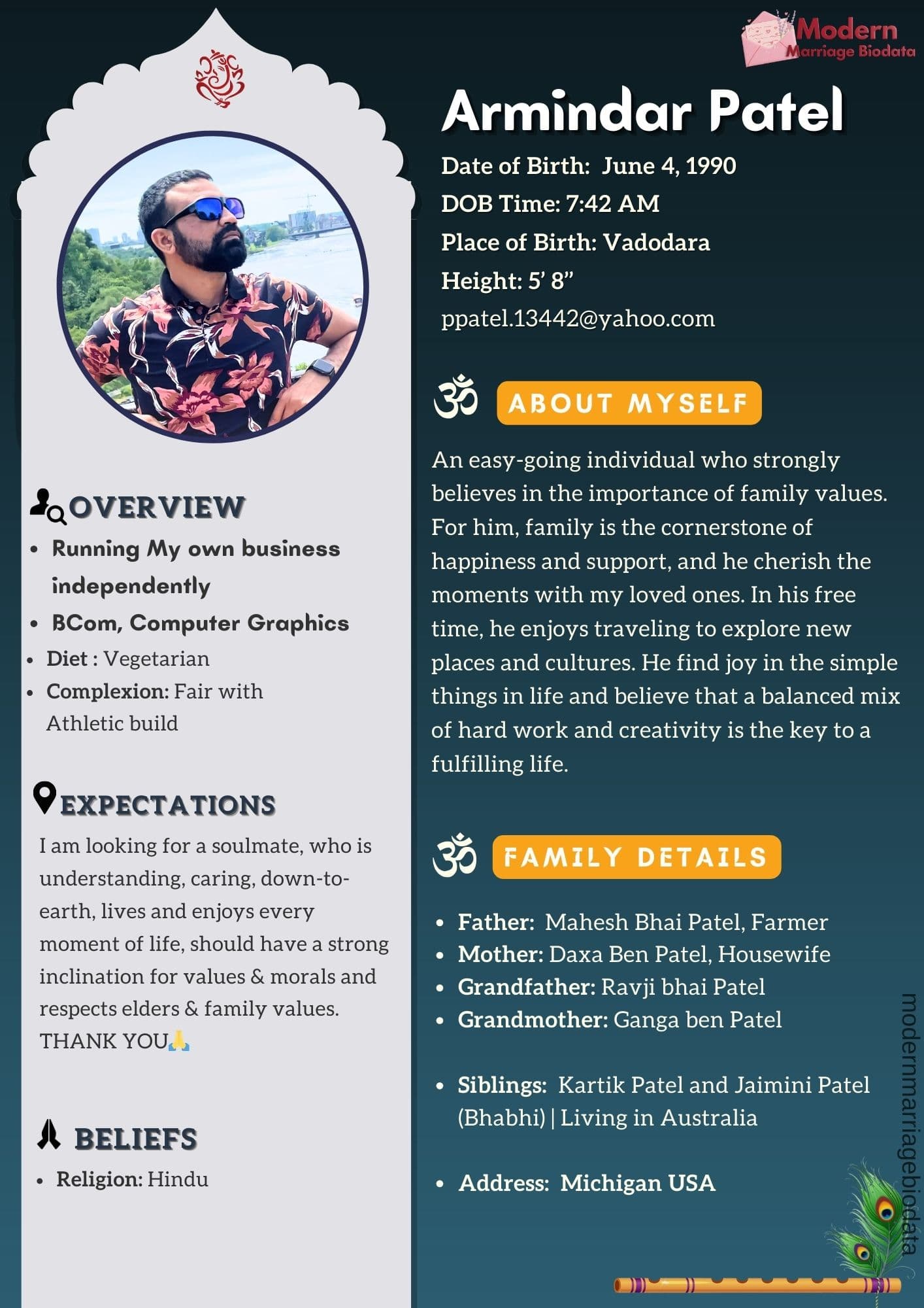 Modern Hindu Marriage Biodata Template 12