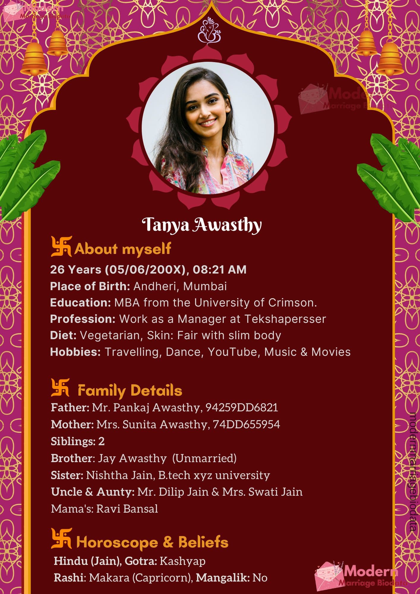 Muslim Marriage Biodata Template 201